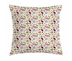 Tasty Food Doodle Pillow Cover