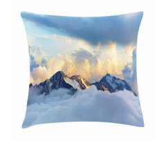 Snowy and Cloudy Peak Pillow Cover