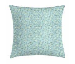 Round Flora with Leaves Pillow Cover