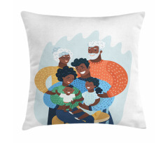 Happy Family Scene Pillow Cover