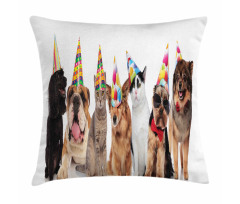 Party Animals in Hats Pillow Cover