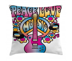 Peace Love Vinyl Music Pillow Cover