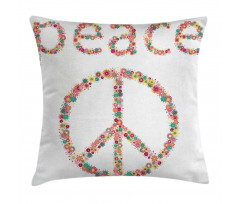 Peace Sign with Flower Pillow Cover