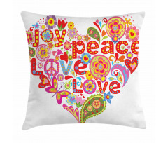 Hippie Floral Heart Sign Pillow Cover