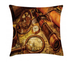 Watch on Old Map Nautical Pillow Cover