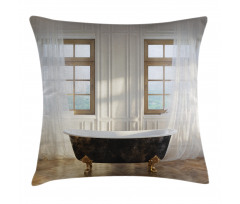 Bathtub in Modern Room Pillow Cover
