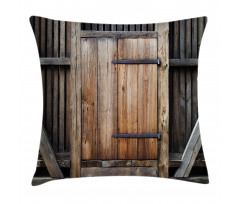 Rustic Rural Wood Door Pillow Cover