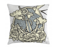 Anchor and Roses Clouds Pillow Cover