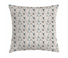 Childish Reindeer Heads Art Pillow Cover