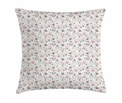 Rabbits with Flowers Pillow Cover