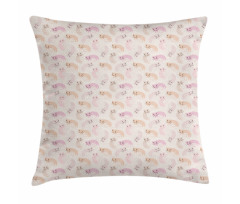 Childish Kitties Pastel Love Pillow Cover