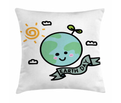Childish Globe Doodle Pillow Cover