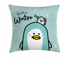 Mom and Baby Penguins Pillow Cover