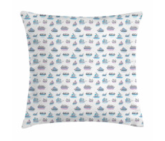 Watercolor Boats Sailing Pillow Cover