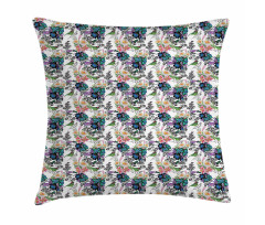 Summer Flowers Exotic Bird Pillow Cover