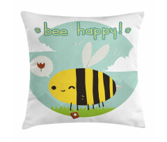 Bee Happy Doodle Pillow Cover