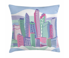 Funny Buildings in City Pillow Cover