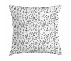 Monochrome Cocktails Pillow Cover