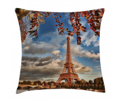 Eiffel Tower with Boat Pillow Cover
