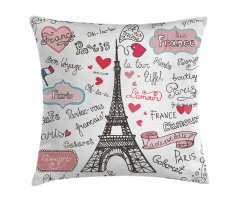 Paris Letter Heart Pillow Cover