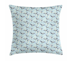 Continuous Flying Crane Floral Pillow Cover