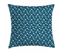 Aquatic Birds at Night Star Pillow Cover