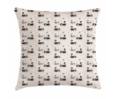 Black White Aquatic Bird Pillow Cover