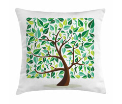Squares Leaves Silhouette Pillow Cover