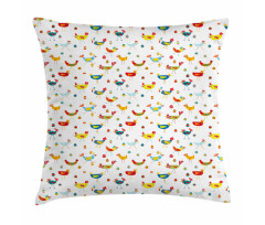 Colorful Chickens and Eggs Pillow Cover