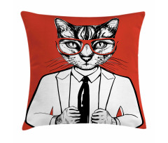 Funny Businessman Cat Suit Pillow Cover