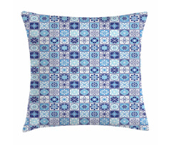 Floral Motif Squares Pillow Cover