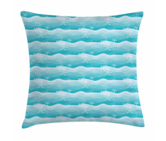 Fishes on Ombre Sea Waves Pillow Cover