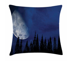 Forest Night Silhouette Pillow Cover