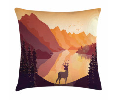 Bird Mountain Reindeer Pillow Cover