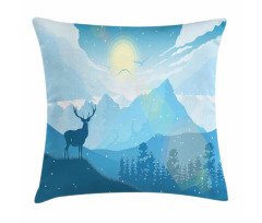 Mountain Fauna Sunrise Pillow Cover