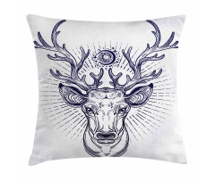 Reindeer Head Sketch Pillow Cover