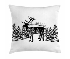 Reindeer Spruce Forest Pillow Cover