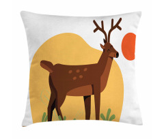 Smiling Antler Meadow Pillow Cover