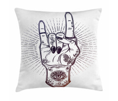 Tattooed Hand Raised Pillow Cover