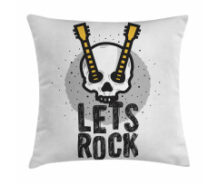 Human Skull Guitar Pillow Cover