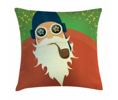 Funky Santa with Pipe Pillow Cover