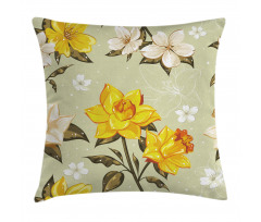 Floral Narcissus Branch Pillow Cover