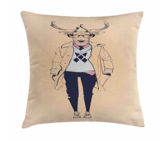 Modern Pastel Deer Animal Pillow Cover