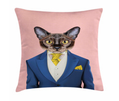 Whimsical Portrait of a Cat Pillow Cover