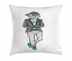 Modern Bohemian Bulldog Art Pillow Cover