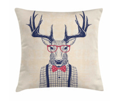 Humorous Deer with Jazz Bow Pillow Cover