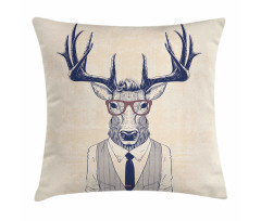 Humanized Manly Deer Art Pillow Cover