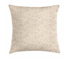 Curlicue Leafy Flowers Pillow Cover