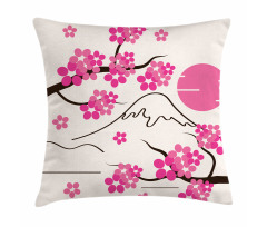 Japan Sakura and Hill Pillow Cover