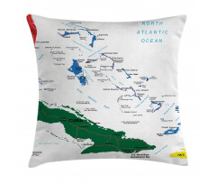 Bahamas Map Beach Ocean Pillow Cover